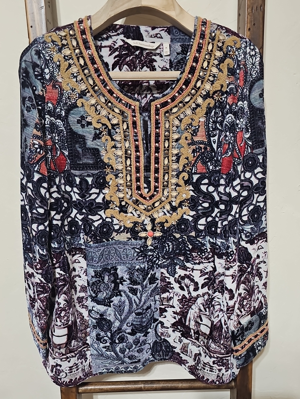 Soft Surroundings Venetian Velvet Tunic Top